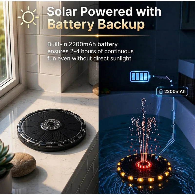 Solar Powered Floating Bath Fountain Bathtub Water Sprayer with Colorful LED Lights 8 Spray Modes Waterproof Cute Shower Toy