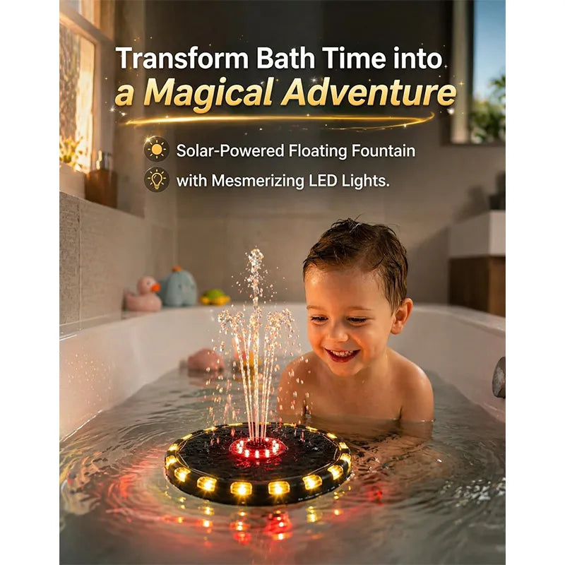 Solar Powered Floating Bath Fountain Bathtub Water Sprayer with Colorful LED Lights 8 Spray Modes Waterproof Cute Shower Toy