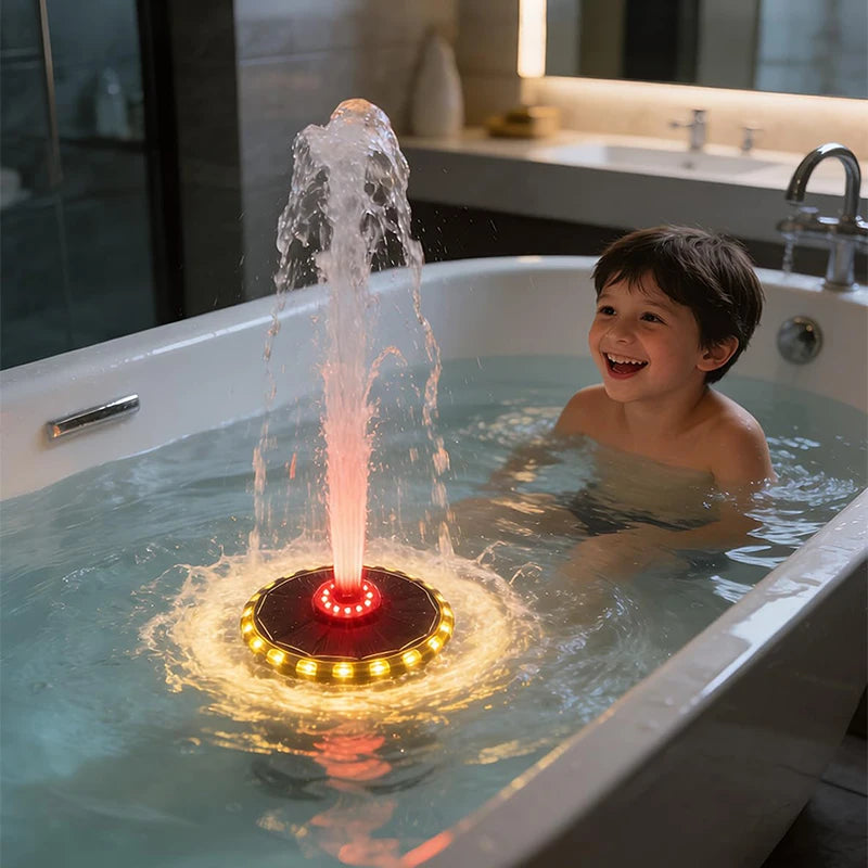 Solar Powered Floating Bath Fountain Bathtub Water Sprayer with Colorful LED Lights 8 Spray Modes Waterproof Cute Shower Toy