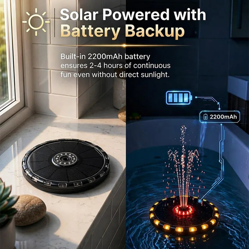 Solar Powered Floating Bath Fountain Bathtub Water Sprayer with Colorful LED Lights 8 Spray Modes Waterproof Cute Shower Toy