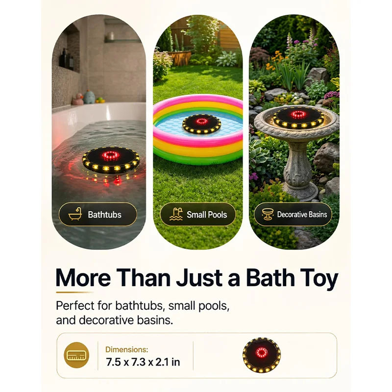 Solar Powered Floating Bath Fountain Bathtub Water Sprayer with Colorful LED Lights 8 Spray Modes Waterproof Cute Shower Toy