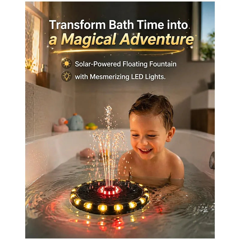 Solar Powered Floating Bath Fountain Bathtub Water Sprayer with Colorful LED Lights 8 Spray Modes Waterproof Cute Shower Toy