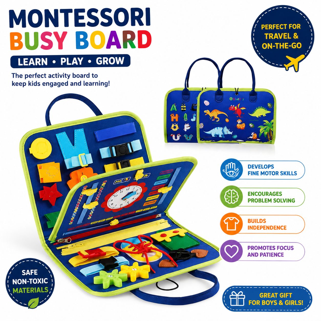 Montessori Screen-Free Travel Busy Book